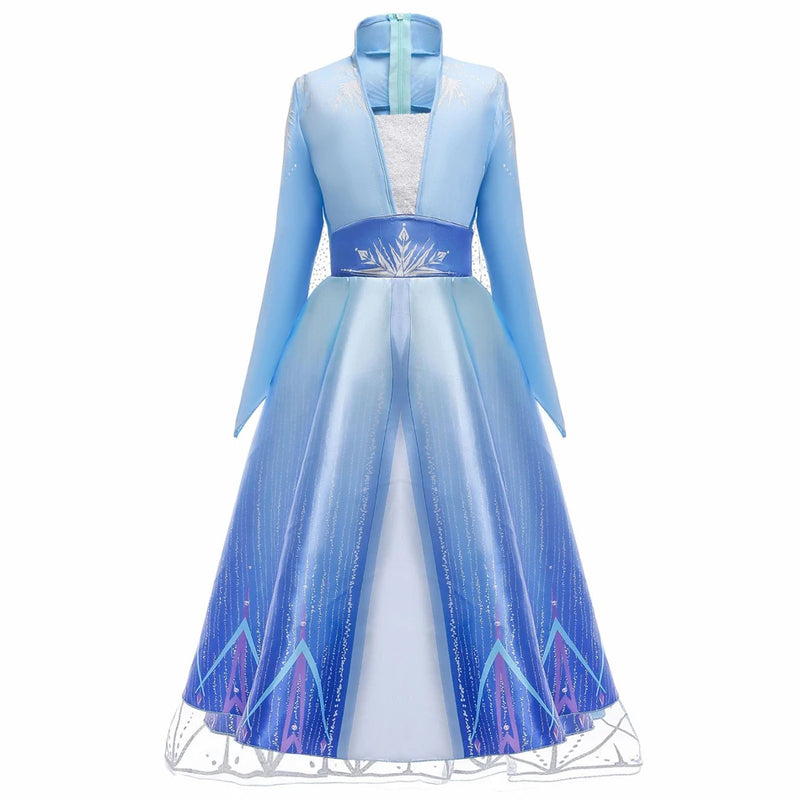 Vestido Feminino Infantil Elsa Frozen Para Meninas de 3-10 anos