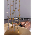 Colar Feminino Gota com Zircônias Coloridas em Aço Inoxidável 4