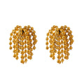 Yhpup Statement Tassel Bead Stud Earrings Gold Stainless Steel Waterproof Fashion Jewelry 18 K Plated Metal Women