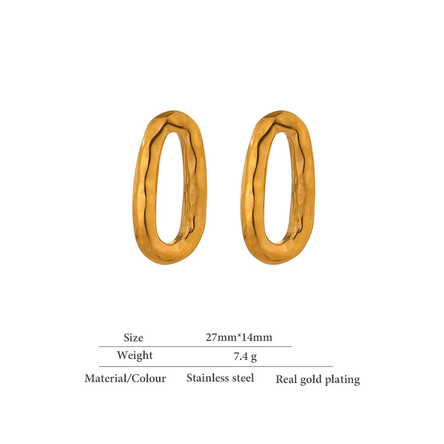 Brinco Oval em Aço Inoxidável Ouro e Prata