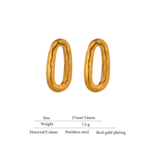 Brinco Oval em Aço Inoxidável Ouro e Prata