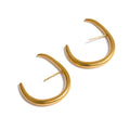 Yhpup Chic New Stainless Steel Big Golden Stud Earrings Metal Water Proof  Statement Minimalist Charming Trendy Brand Jewelry