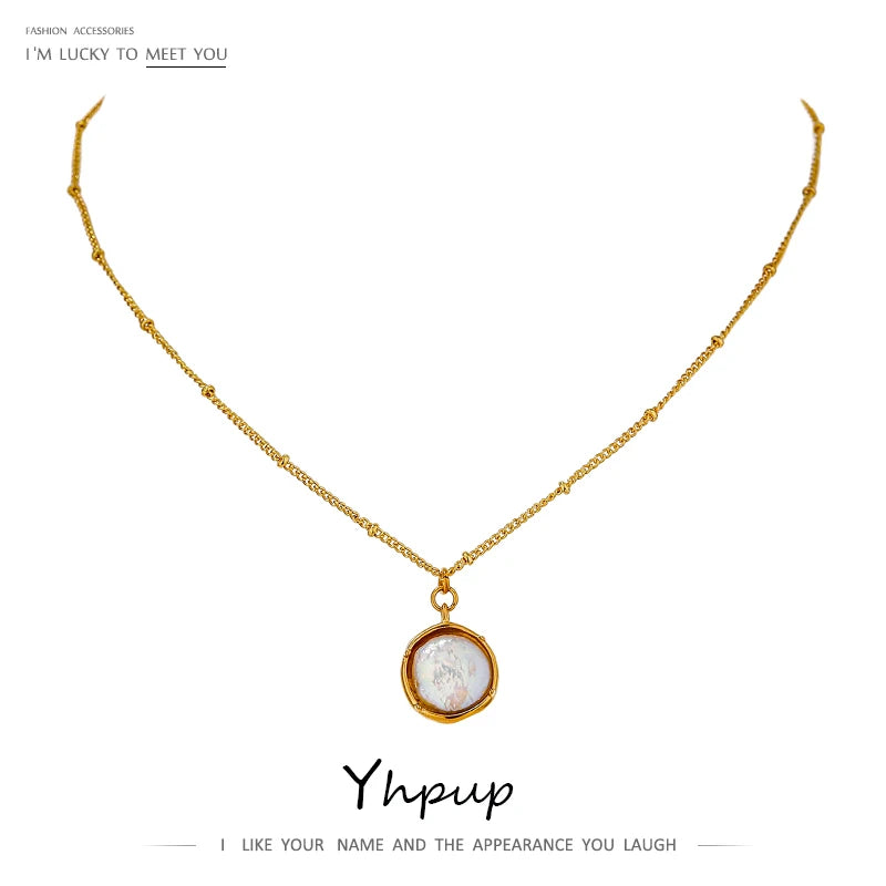 Colar Choker Feminino Geométrico com Pérola em Aço Inoxidável