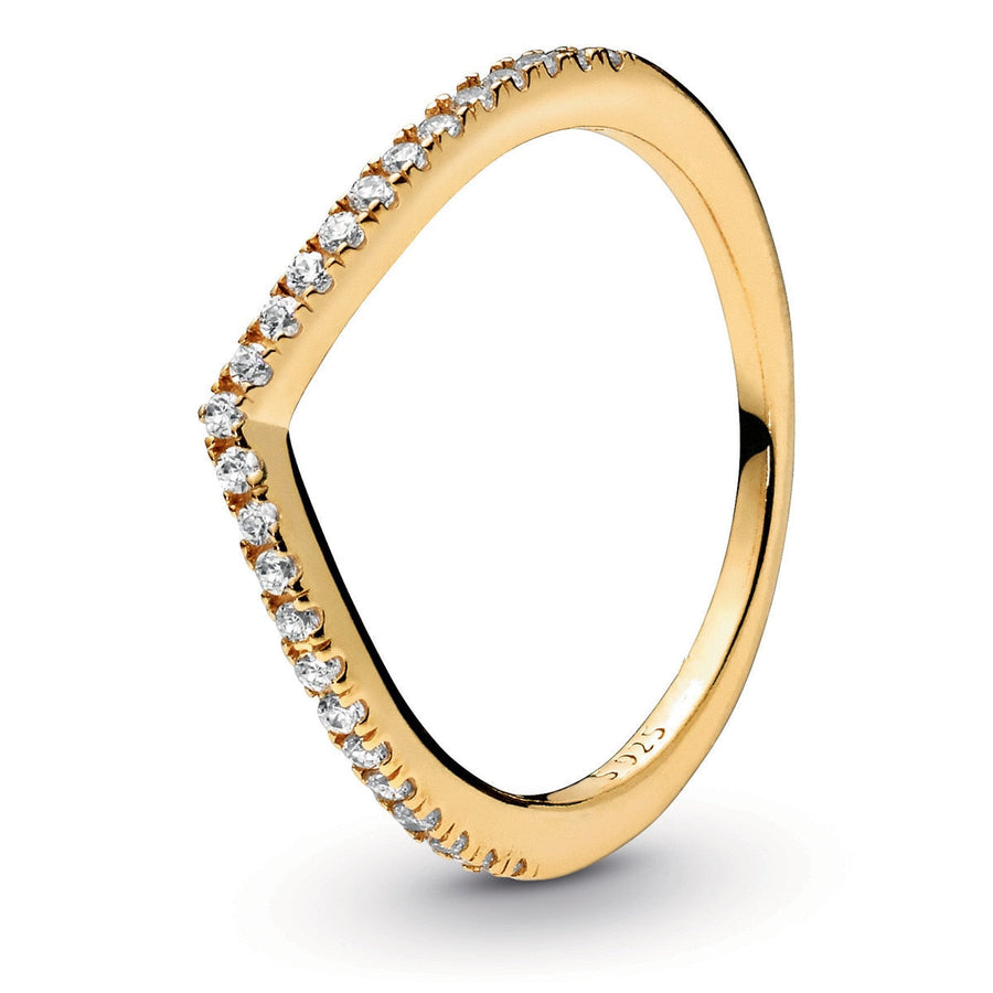 Anel Simple V - Cravejado Gold Ouro Amarelo