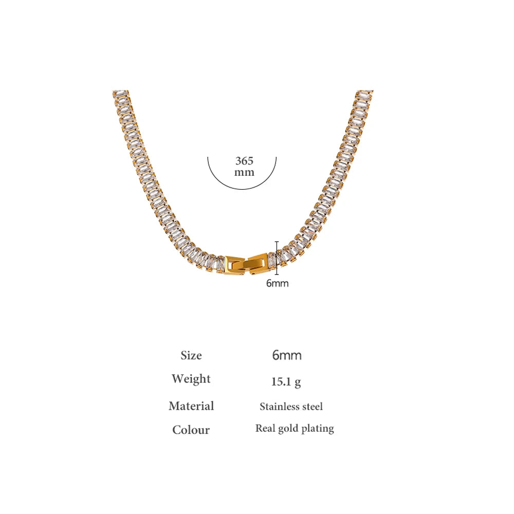 Yhpup 316L Stainless Steel Necklace Luxury Shiny Cubic Zirconia Fashion Jewelry for Women цепочка на шею женская Wedding Gift