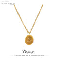 Yhpup Fashion Stainless Steel Round Pendant Necklace Statement 18 K Metal Collar Charm Jewelry цепочка на шею женская ожерелье