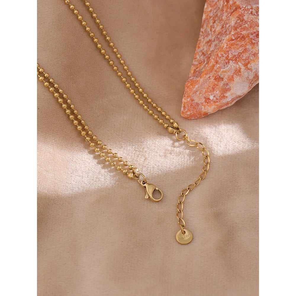 Colar Feminino de Camadas Gota com Zircônia em Aço Inoxidável