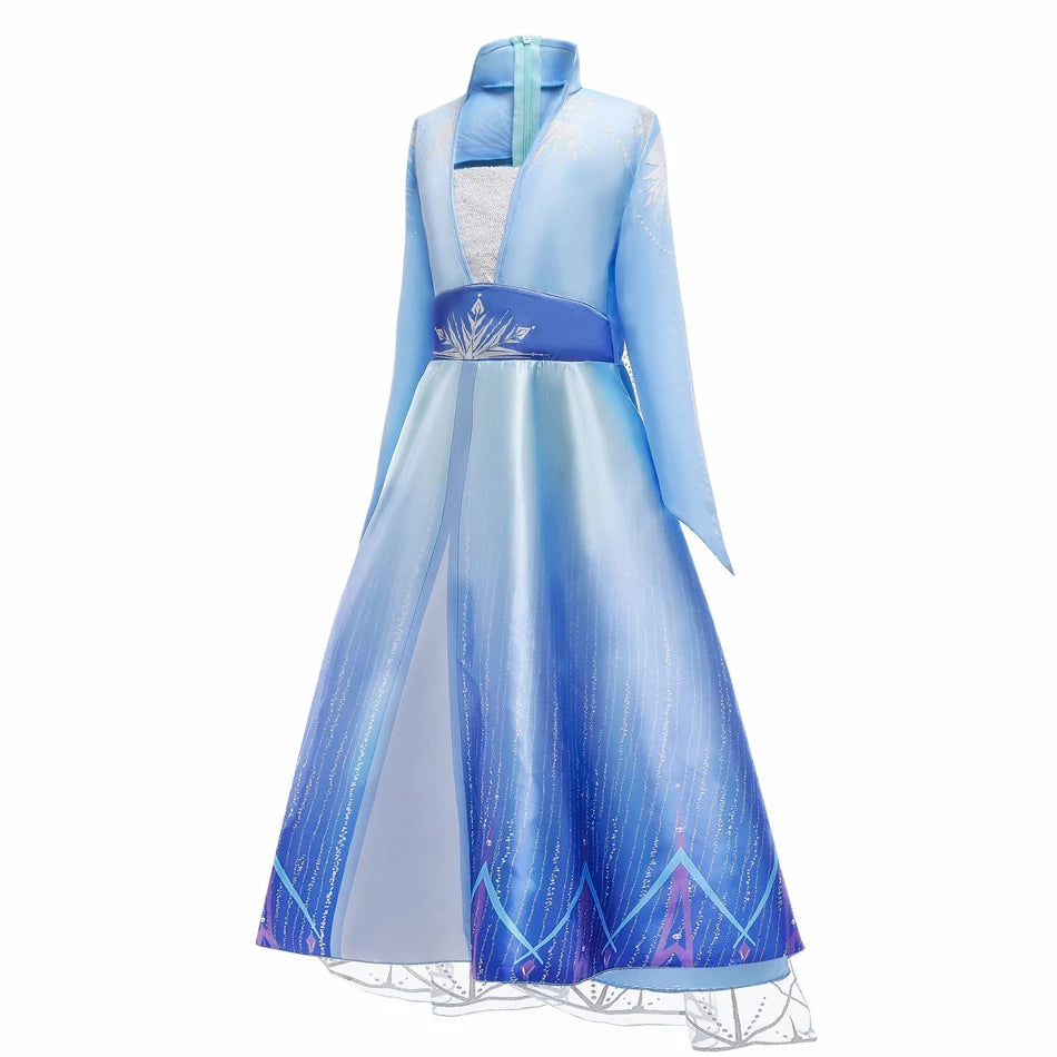 Vestido Feminino Infantil Elsa Frozen Para Meninas de 3-10 anos
