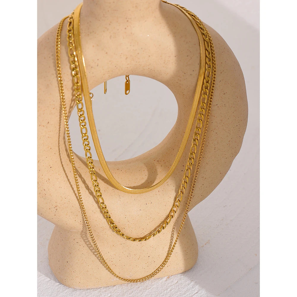 Colar Feminino de Camadas Gota em Aço Inoxidável 9