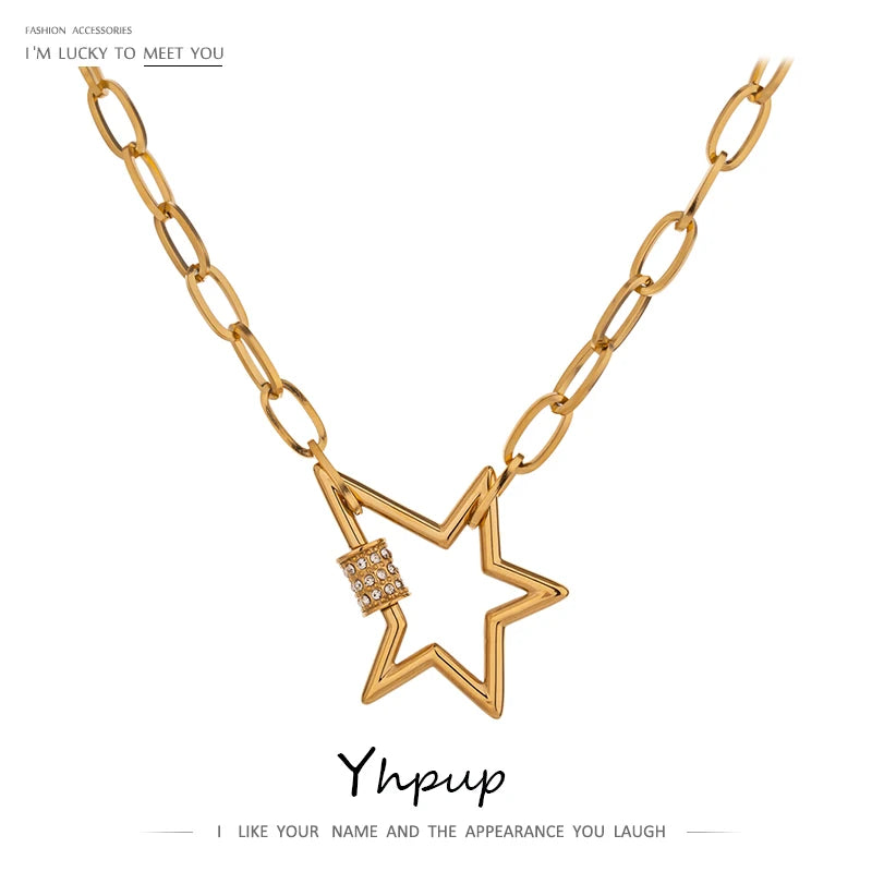 Colar Feminino Estrela com Zircônia em Aço Inoxidável
