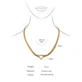 Yhpup Heart Chain Necklace Stainless Steel for Women Fashion Metal Texture Flat Collar Waterproof Necklace Girlfriend Gift