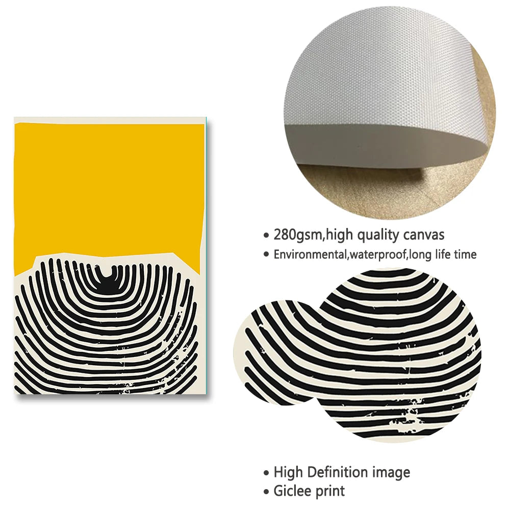 Pintura Moderna Abstrata Decoração Yellow