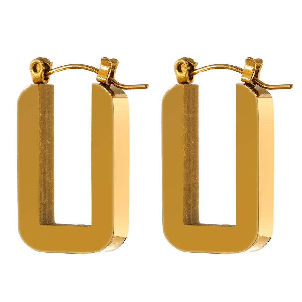 Brinco de Argola Quadrada Ouro Rosé