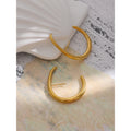 Yhpup Chic New Stainless Steel Big Golden Stud Earrings Metal Water Proof  Statement Minimalist Charming Trendy Brand Jewelry