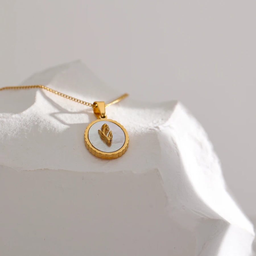 Yhpup Stainless Steel Flower Pendant Necklace Trendy Natural Shell Round Collar Necklace High Quality Jewelry ожерелье Gift