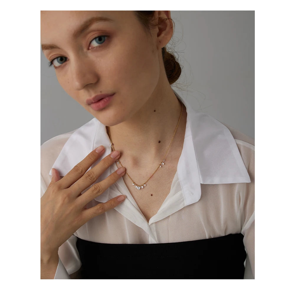 Colar Feminino Gota com Zircônia em Aço Inoxidável 3