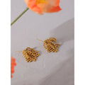 Yhpup Statement Tassel Bead Stud Earrings Gold Stainless Steel Waterproof Fashion Jewelry 18 K Plated Metal Women