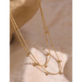 Colar Feminino de Camadas Gota com Zircônia em Aço Inoxidável