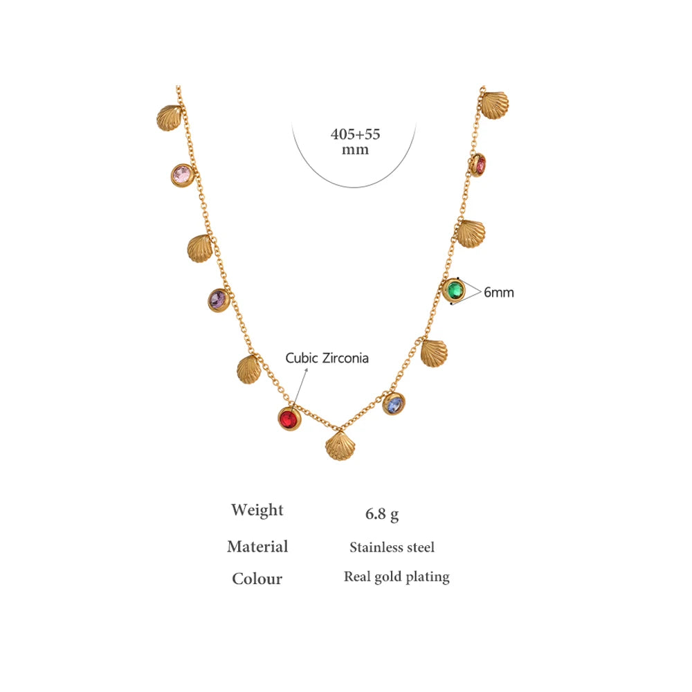 Colar Feminino Gota com Zircônias Coloridas em Aço Inoxidável 4
