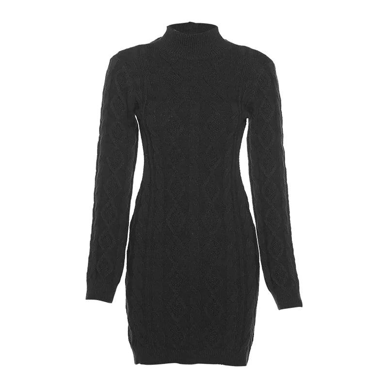 Vestido Curto Feminino de Tricô Torcido com Costas Abertas black