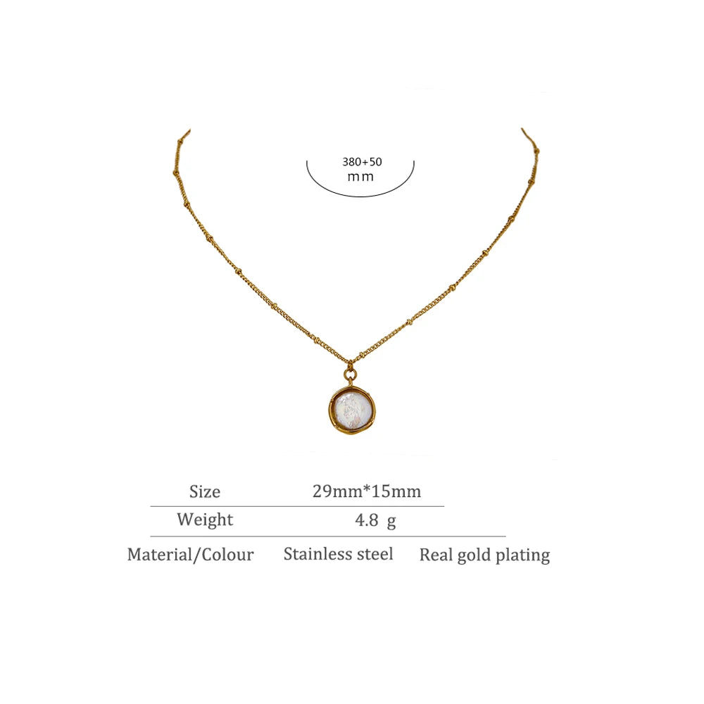 Colar Choker Feminino Geométrico com Pérola em Aço Inoxidável