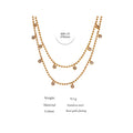 Colar Feminino de Camadas Gota com Zircônia em Aço Inoxidável