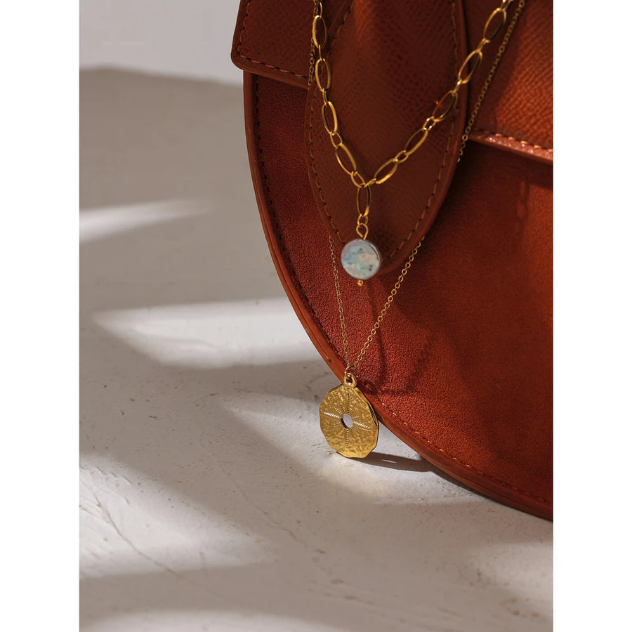 Colar Feminino de Camadas Estrela com Pérola em Aço Inoxidável