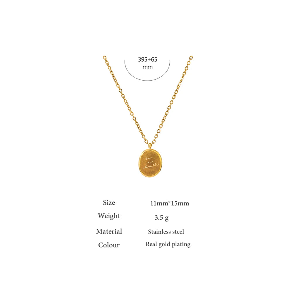 Yhpup Fashion Stainless Steel Round Pendant Necklace Statement 18 K Metal Collar Charm Jewelry цепочка на шею женская ожерелье