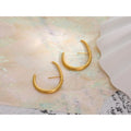 Yhpup Chic New Stainless Steel Big Golden Stud Earrings Metal Water Proof  Statement Minimalist Charming Trendy Brand Jewelry