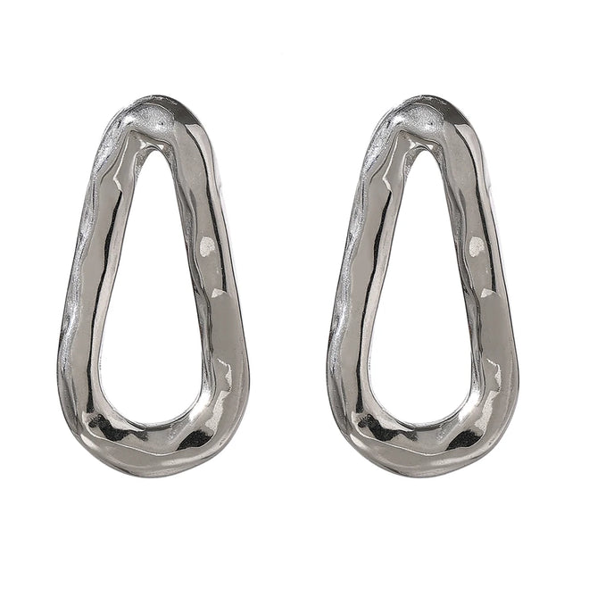 Brinco Oval em Aço Inoxidável Ouro e Prata Prata