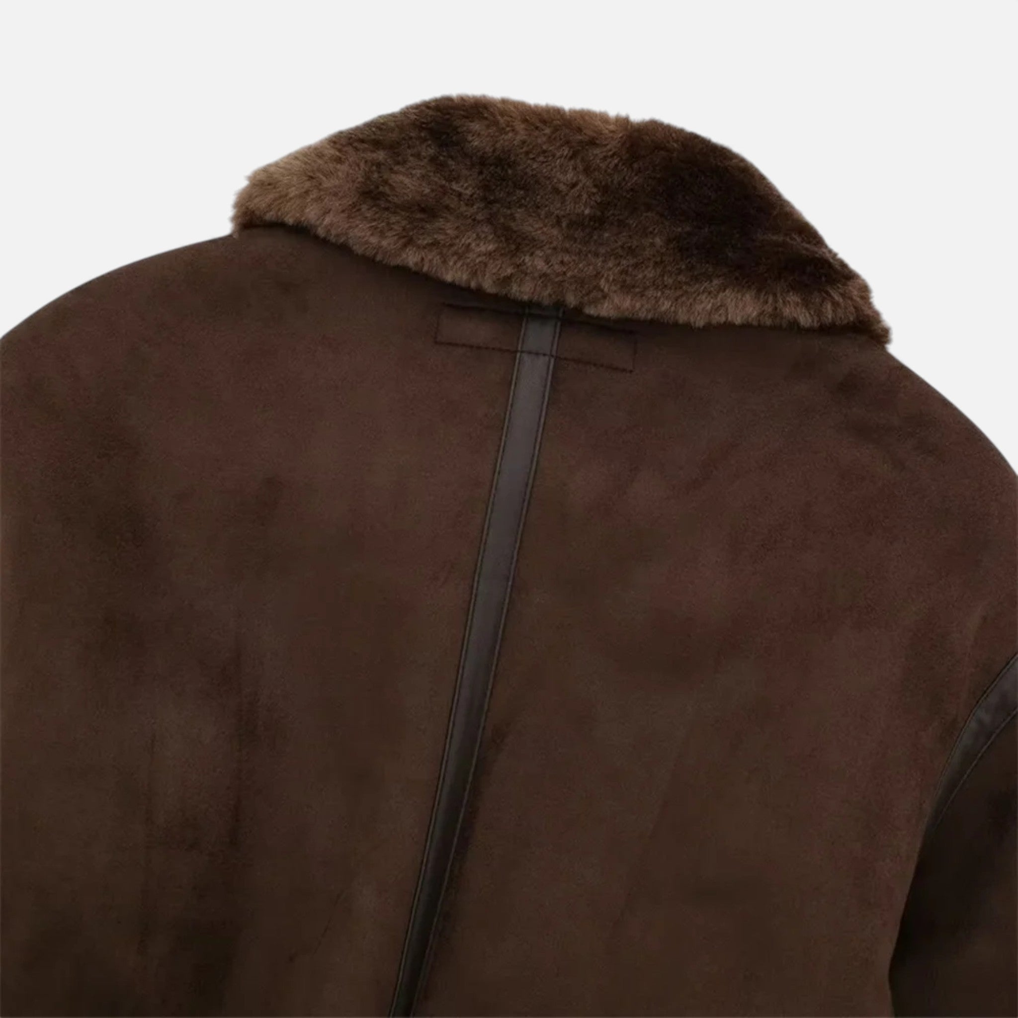 Jaqueta Bomber Feminina Marrom Luxuosa com Detalhes em Pelúcia