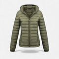 Jaqueta Casual Feminina Leve com Capuz Verde Oliva