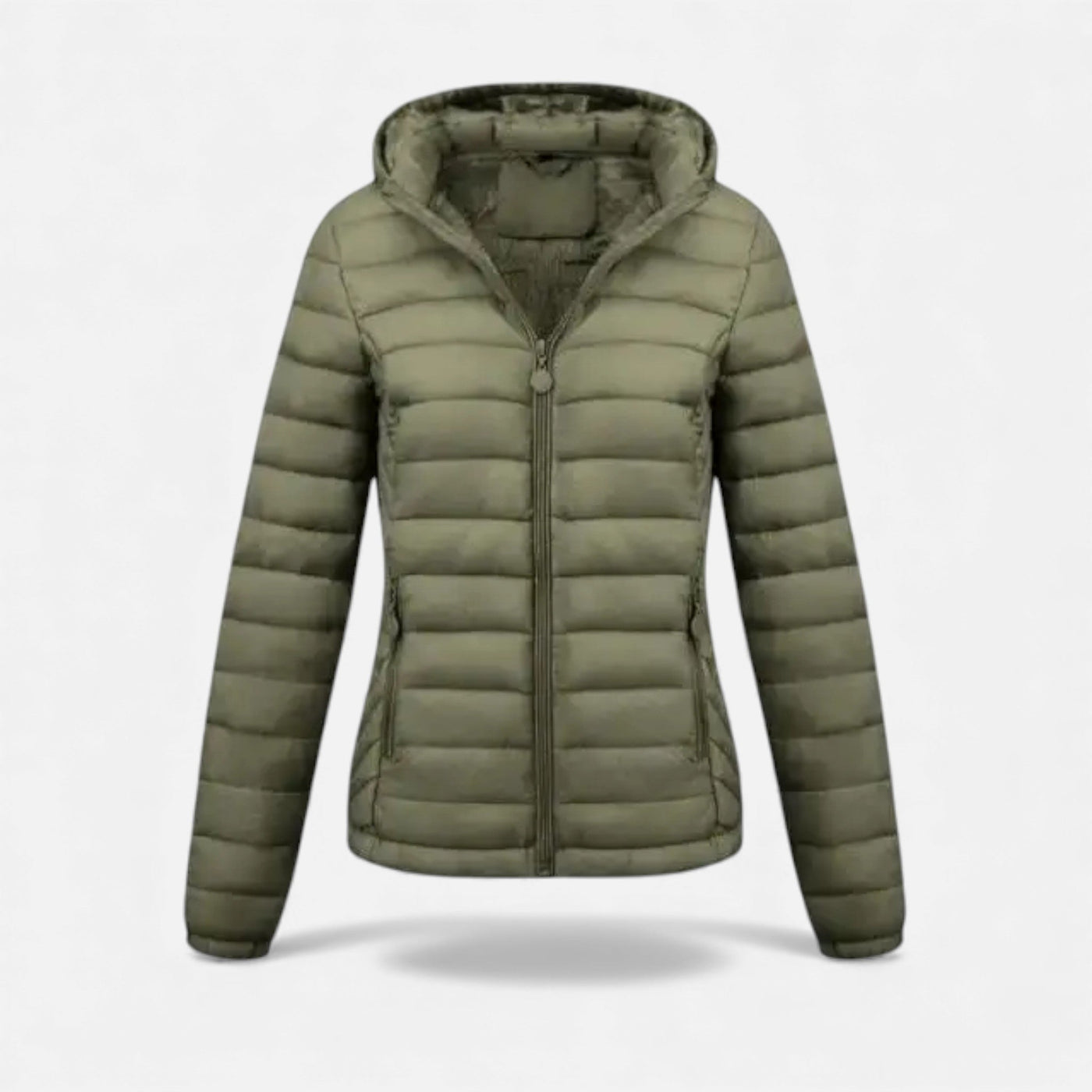 Jaqueta Casual Feminina Leve com Capuz Verde Oliva