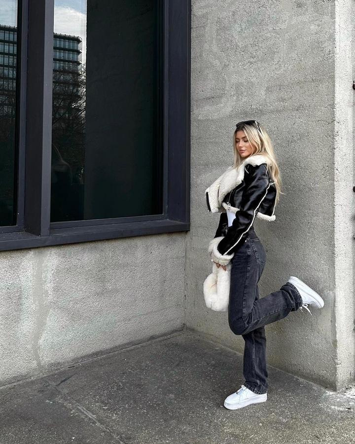 Jaqueta Cropped De Couro | Faetton &Co.