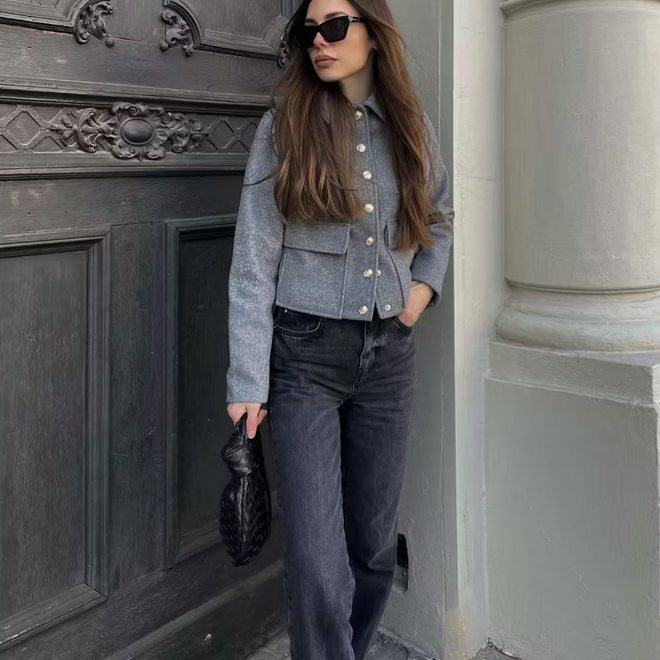 Jaqueta Curta Feminina Beckham Em algodão | Faetton &Co.