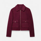 Jaqueta Elegante de Inverno com Zíper para Mulheres Bordô
