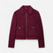 Jaqueta Elegante de Inverno com Zíper para Mulheres Bordô