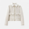 Jaqueta Elegante de Inverno com Zíper para Mulheres Branco
