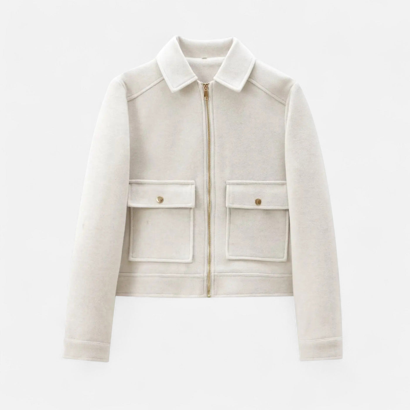 Jaqueta Elegante de Inverno com Zíper para Mulheres Branco