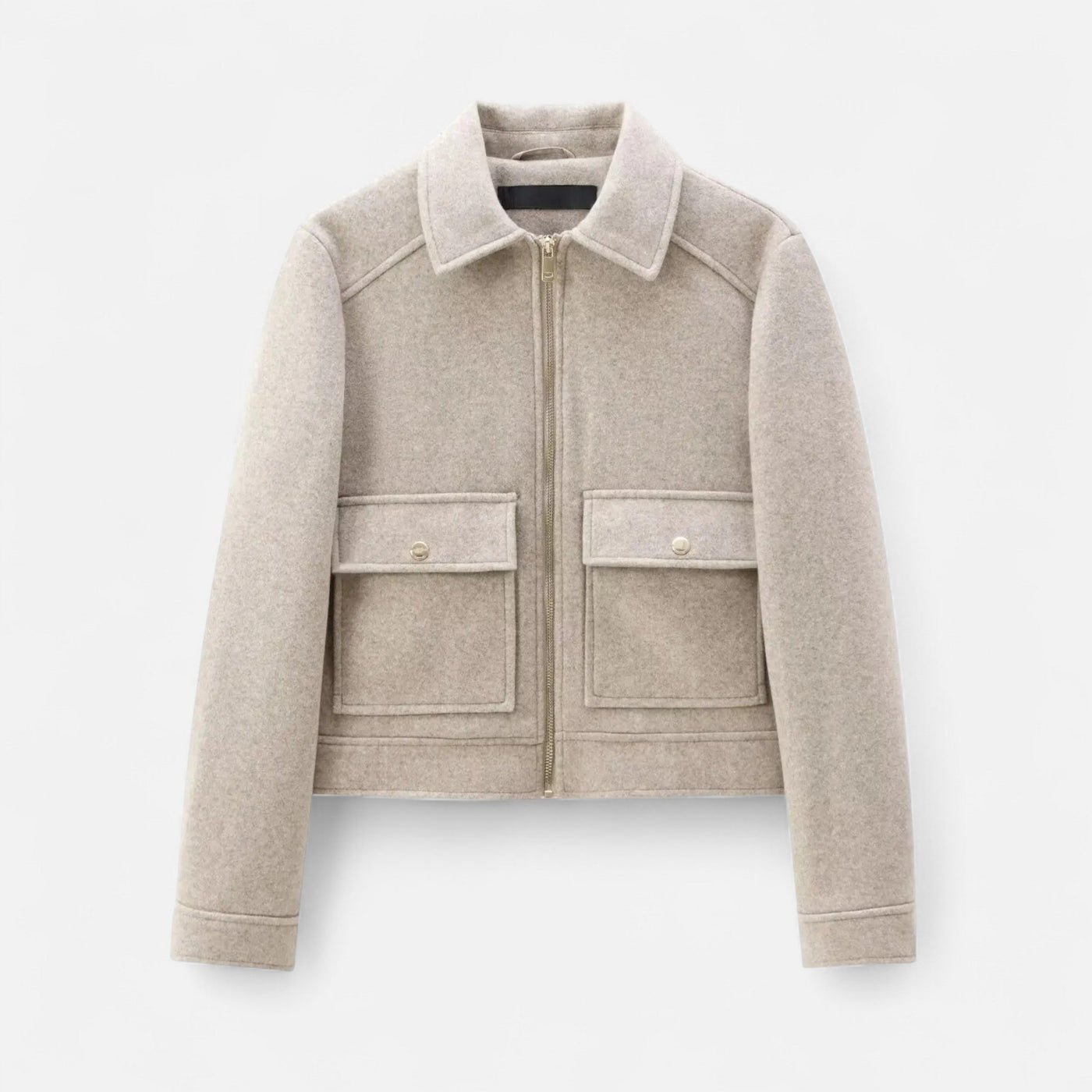 Jaqueta Elegante de Inverno com Zíper para Mulheres Caqui