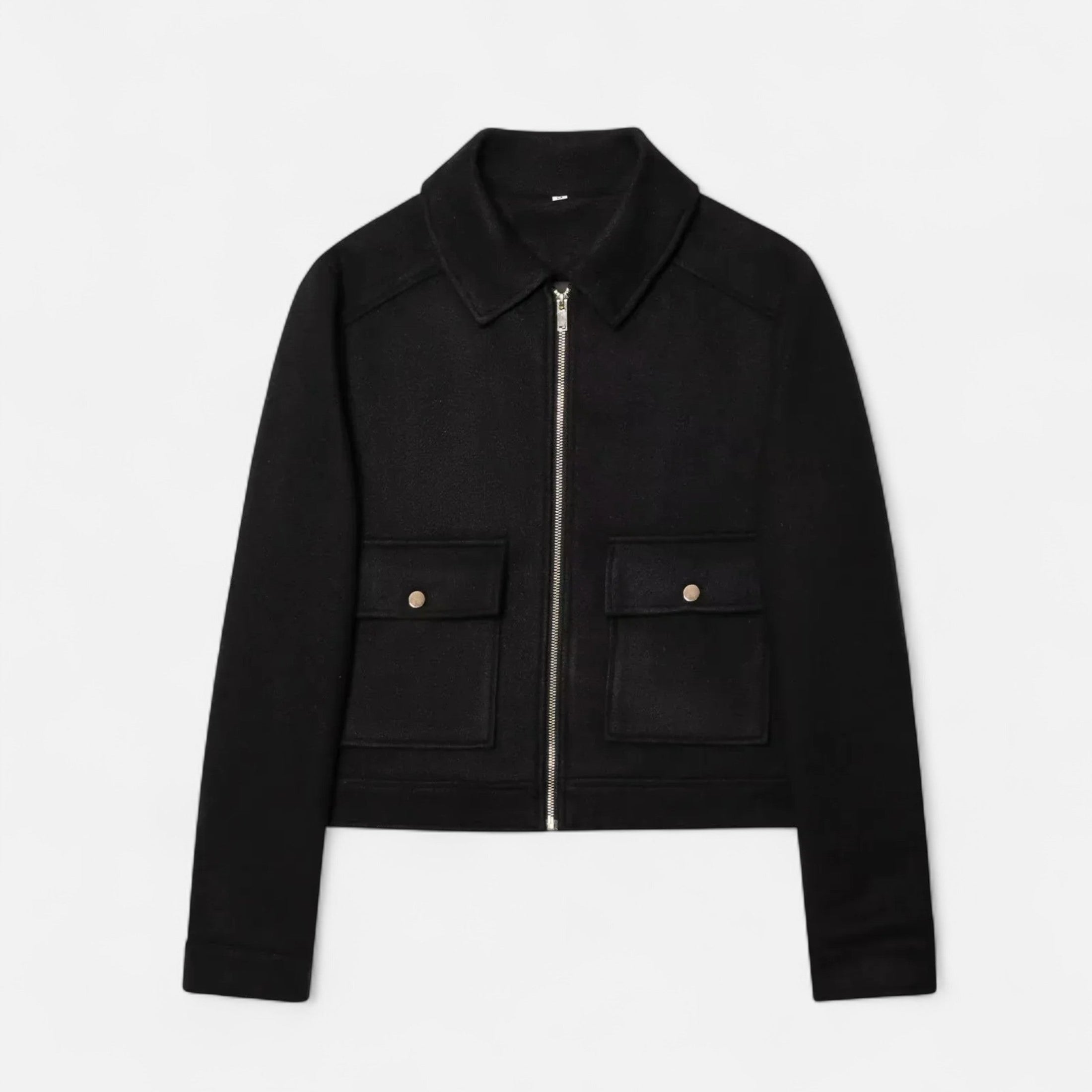 Jaqueta Elegante de Inverno com Zíper para Mulheres Preto