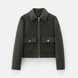 Jaqueta Elegante de Inverno com Zíper para Mulheres Verde