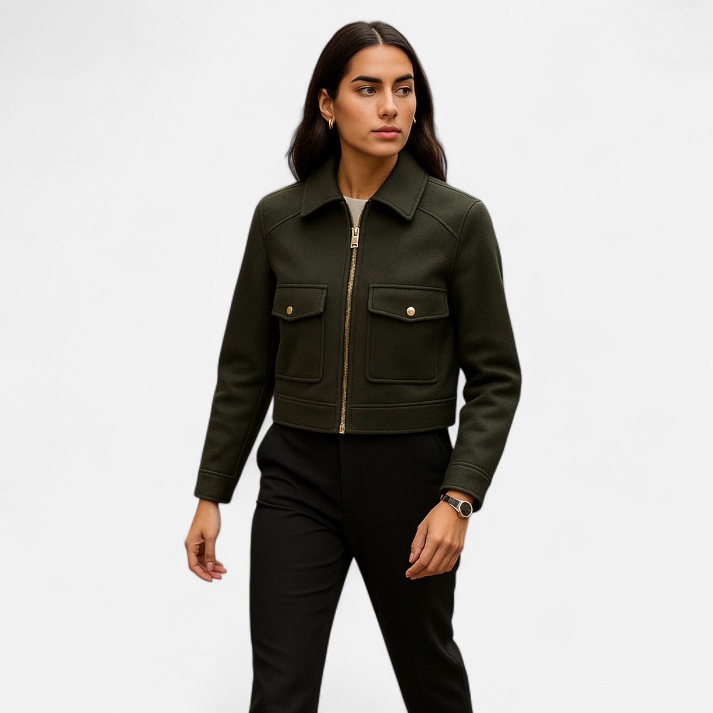 Jaqueta Elegante de Inverno com Zíper para Mulheres
