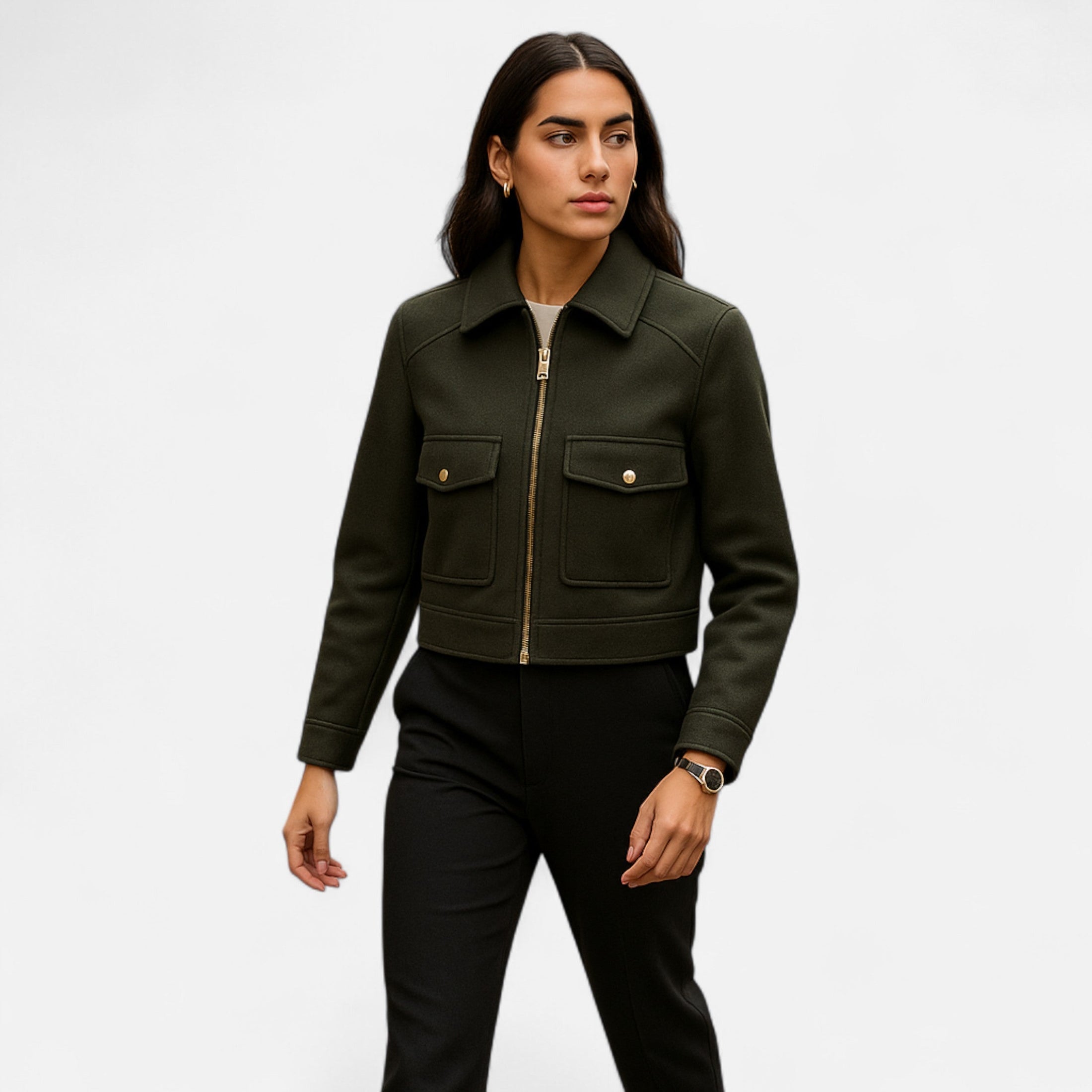Jaqueta Elegante de Inverno com Zíper para Mulheres