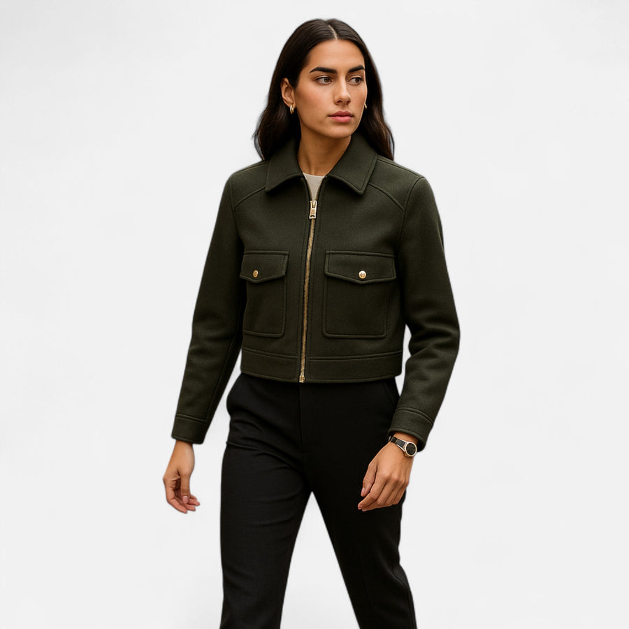 Jaqueta Elegante de Inverno com Zíper para Mulheres