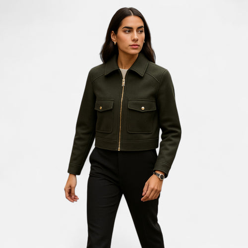 Jaqueta Elegante de Inverno com Zíper para Mulheres