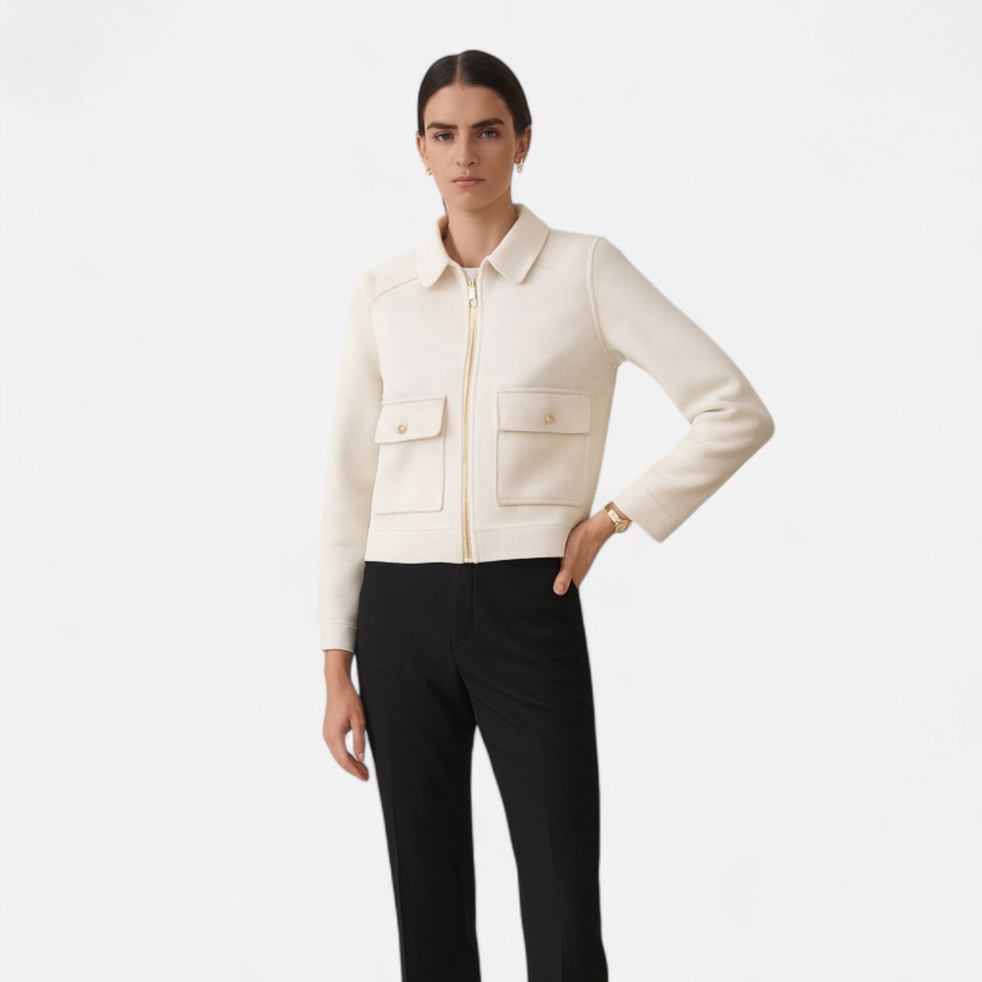 Jaqueta Elegante de Inverno com Zíper para Mulheres