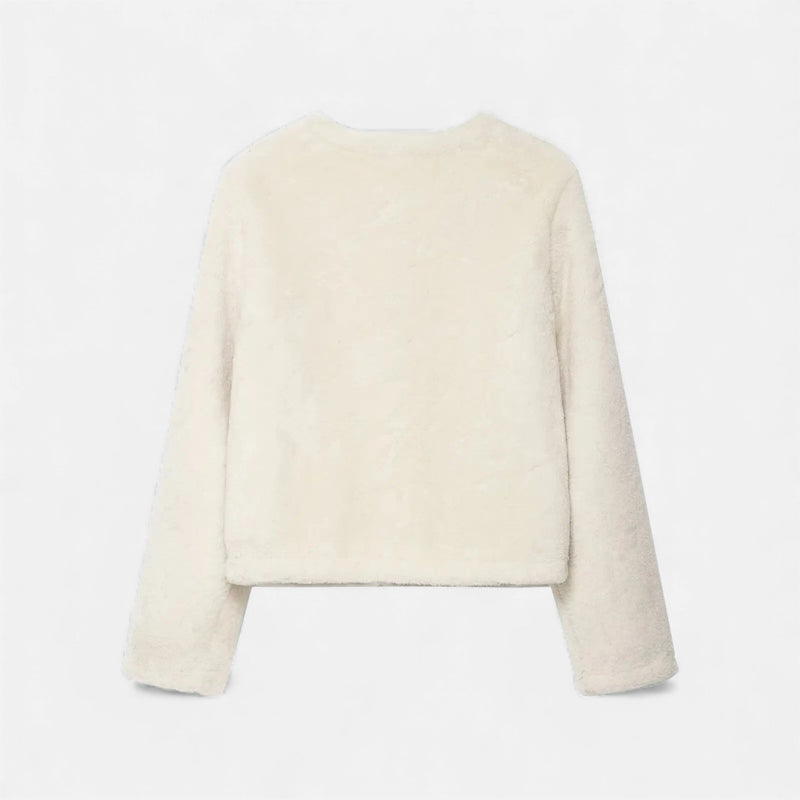 Jaqueta Feminina de Botão Toggle em Pelo Sintético