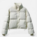 Jaqueta Puffer Acolchoada Feminina Curta Bege