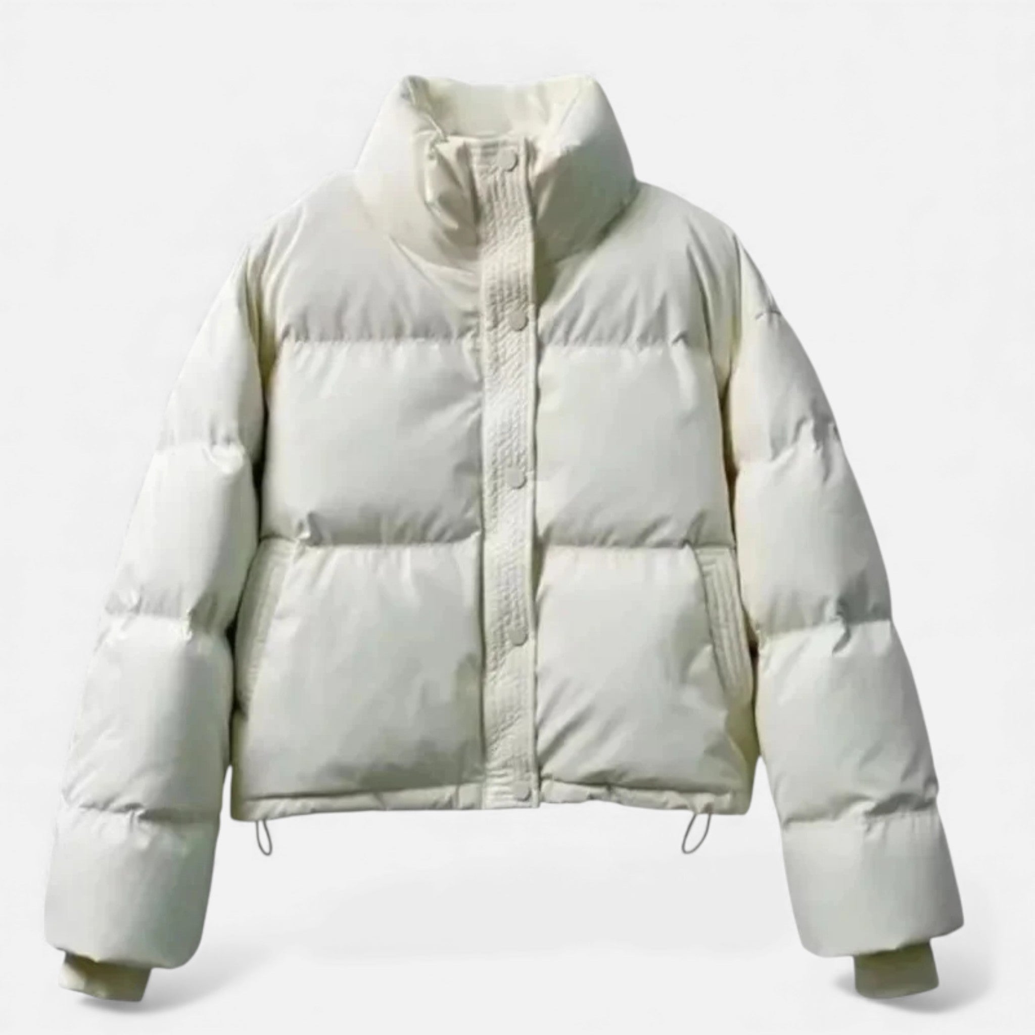 Jaqueta Puffer Acolchoada Feminina Curta Bege